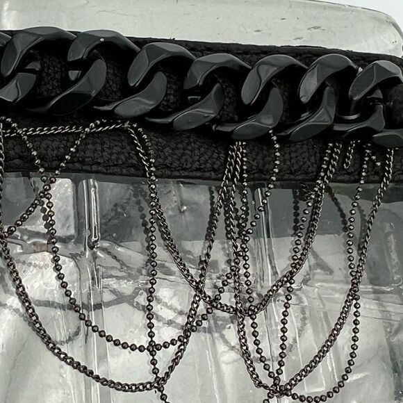 Rachael Rachael Roy Black Suede 4” Heels Open Toe | Chain Details size 10 Sexy - Picture 7 of 11